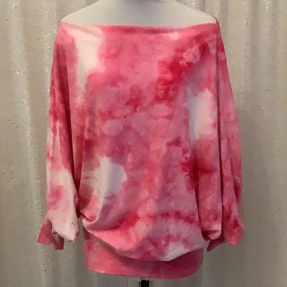 Main Strip Tops - Hot Pink Tye Dye Tunic Top
